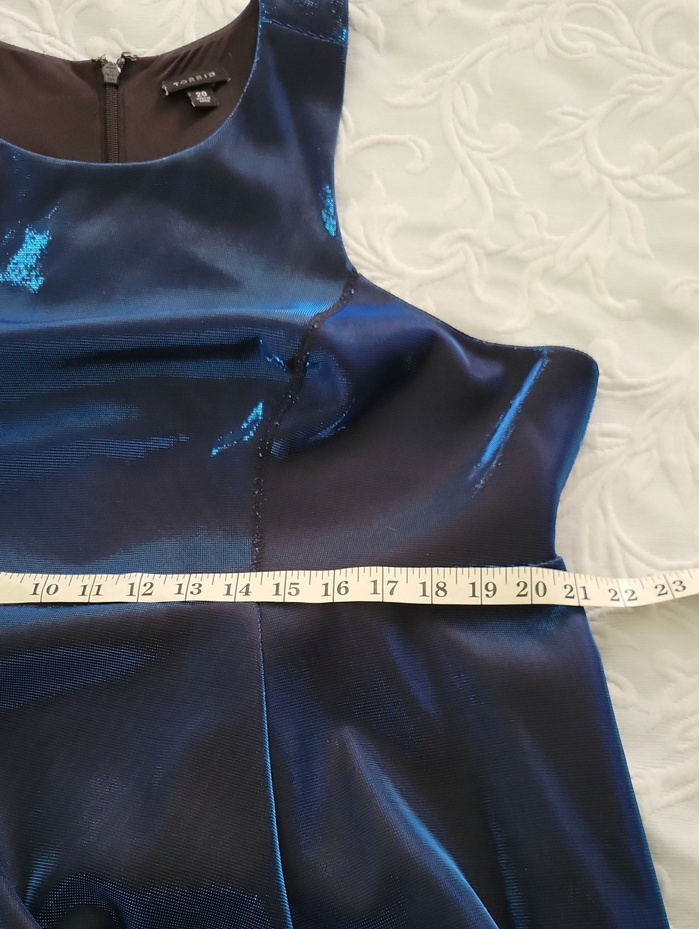 torrid Metallic Shimmer Midi Dress in Deep Blue Sleeveless Sz 20 Party Dress - Picture 8 of 8
